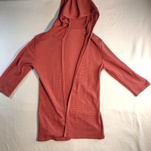 Shein open front hooded cardigan tunic top women size small